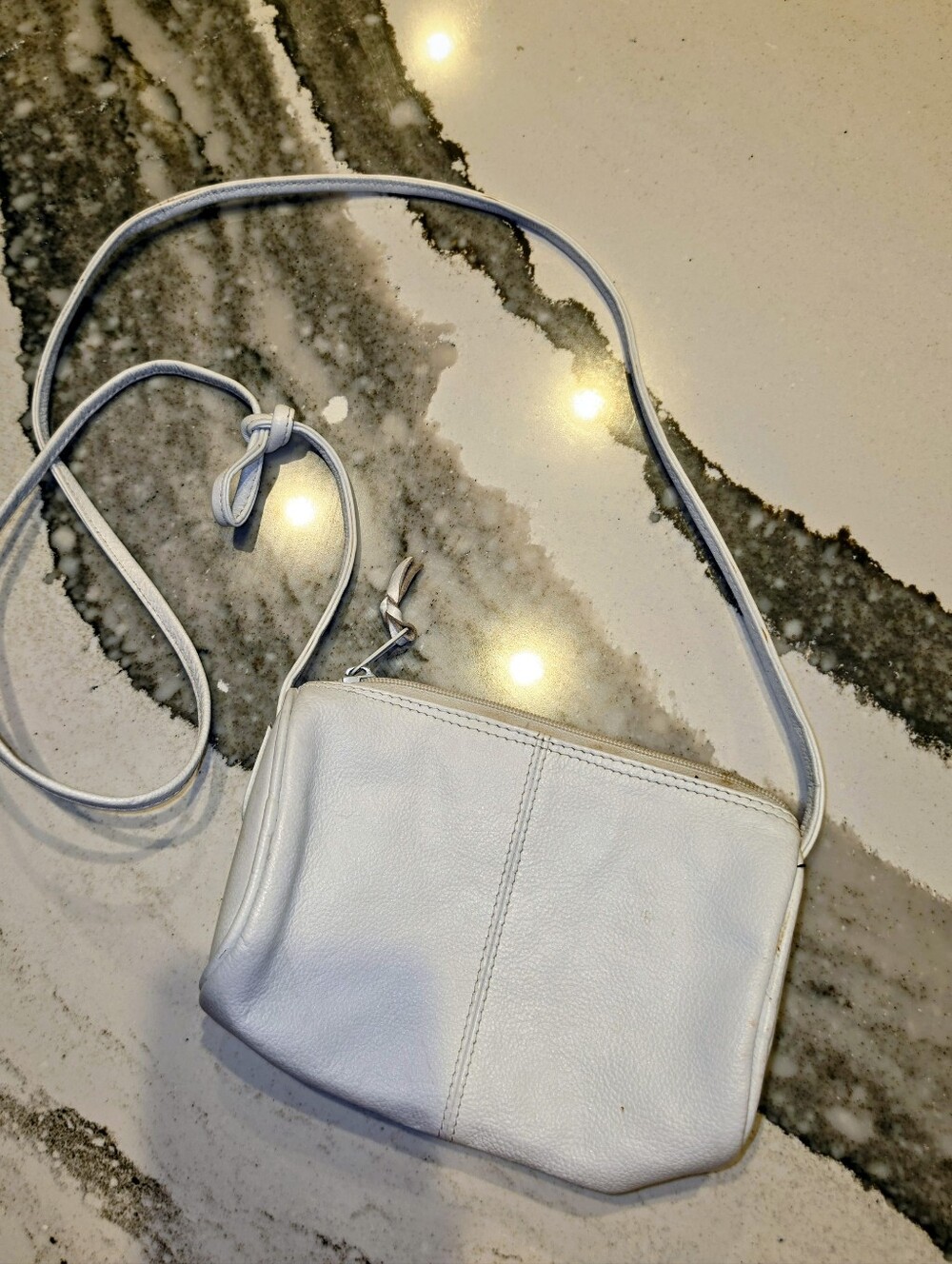 White, Leather Small Purse w/cross-body strap